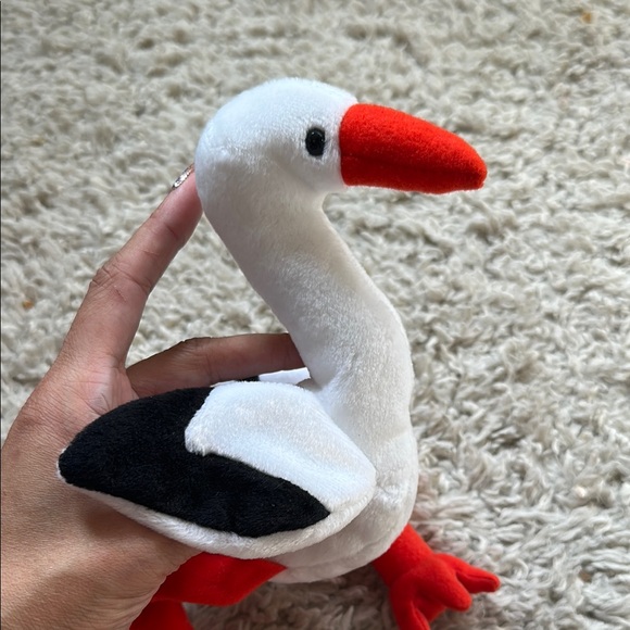 Ty Stilts 1998 White and Black Stork Plush Toy